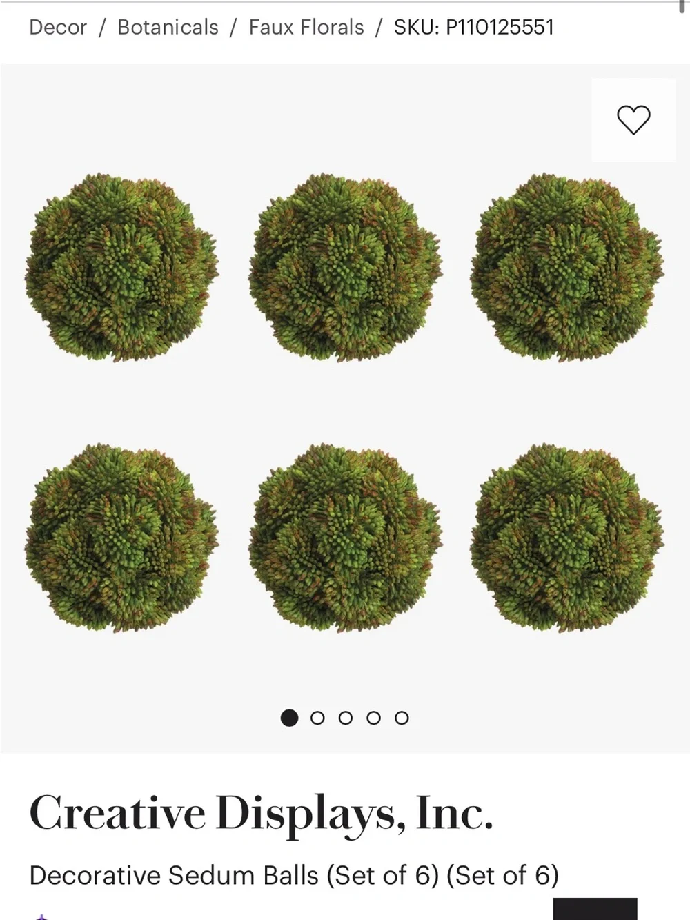 Decorative Sedum Balls by Creative Displays - 3 balls